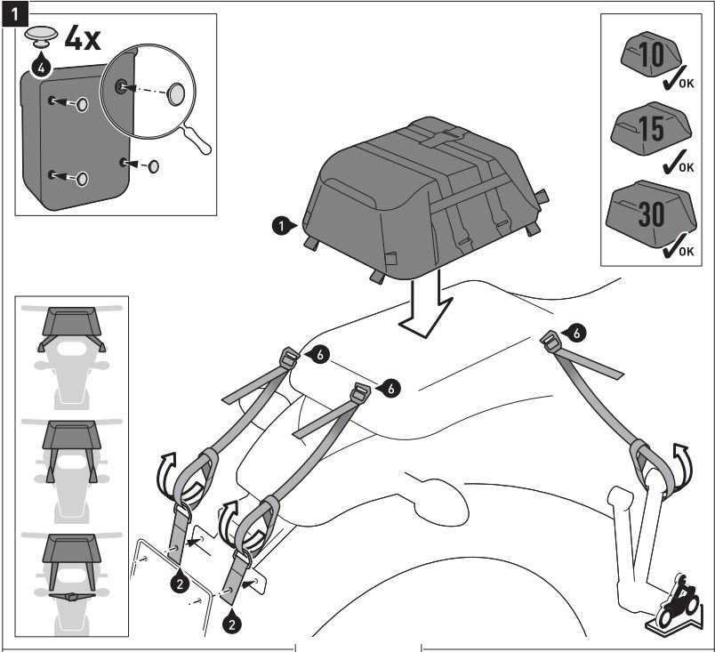 SW-MOTECH BC.SYS.08.518.20000B SysBag 30 Bag System Instruction Manual - Fastening