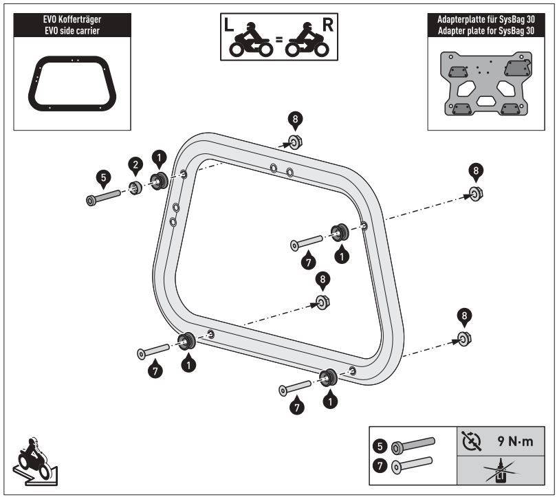 SW-MOTECH BC.SYS.08.518.20000B SysBag 30 Bag System Instruction Manual - Mounting