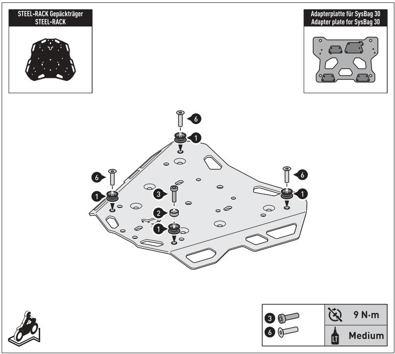 SW-MOTECH BC.SYS.08.518.20000B SysBag 30 Bag System Instruction Manual - Mounting