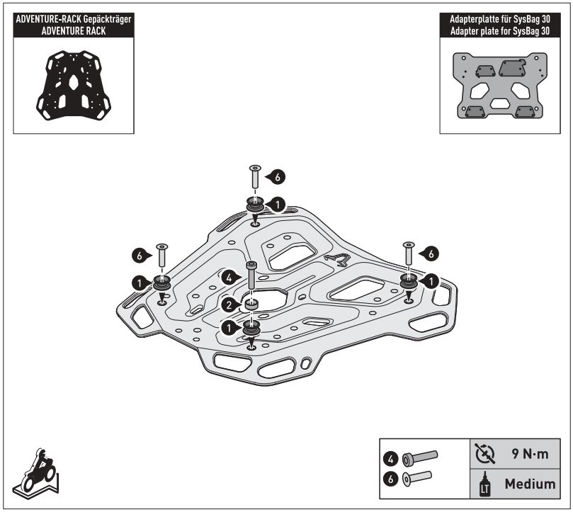 SW-MOTECH BC.SYS.08.518.20000B SysBag 30 Bag System Instruction Manual - Mounting