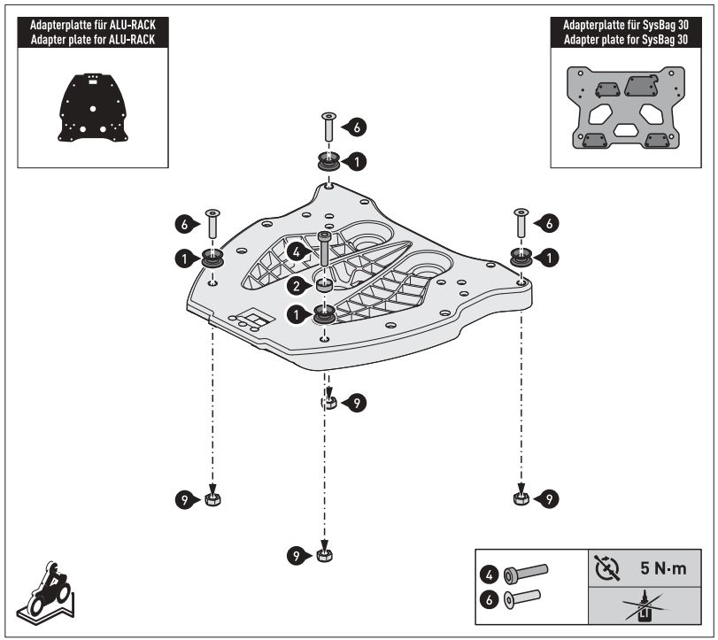 SW-MOTECH BC.SYS.08.518.20000B SysBag 30 Bag System Instruction Manual - Mounting