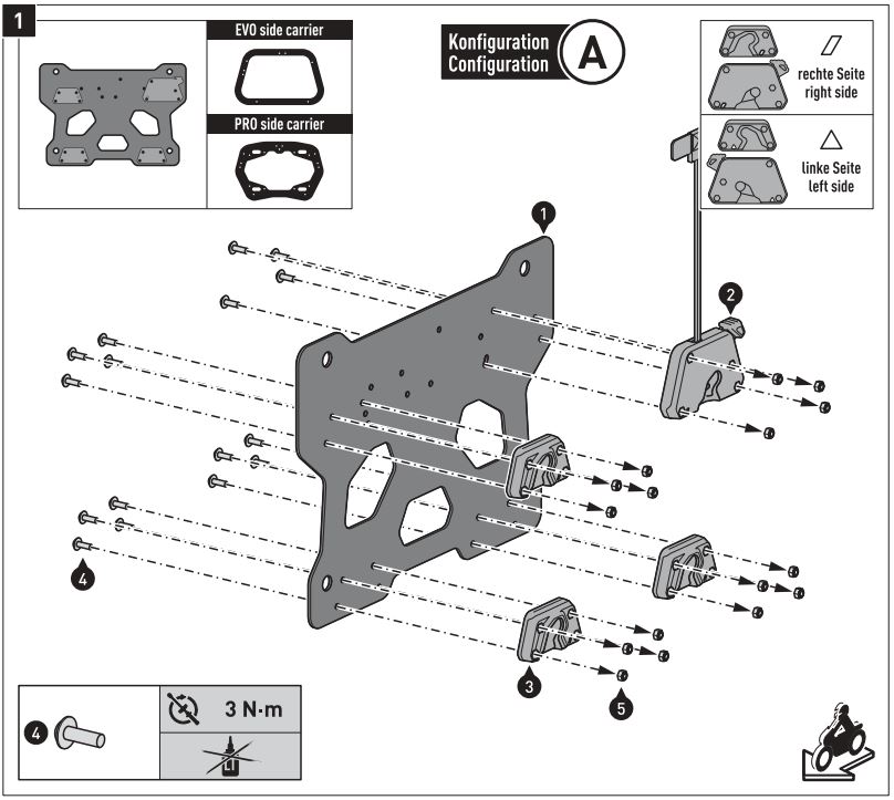 SW-MOTECH BC.SYS.08.518.20000B SysBag 30 Bag System Instruction Manual - Mounting