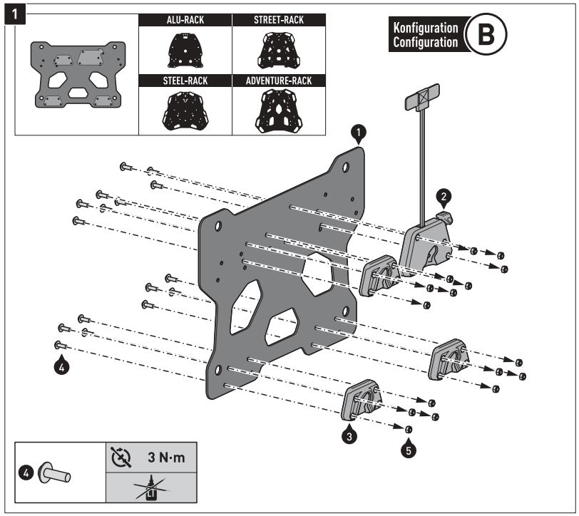 SW-MOTECH BC.SYS.08.518.20000B SysBag 30 Bag System Instruction Manual - Mounting