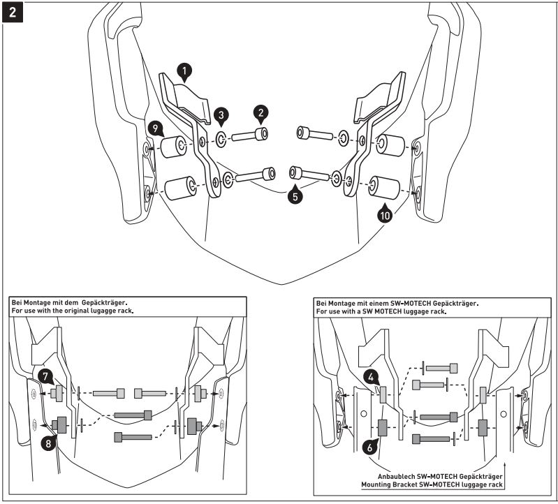 SW-MOTECH BC.SYS.08.518.20000B SysBag 30 Bag System Instruction Manual - Mounting