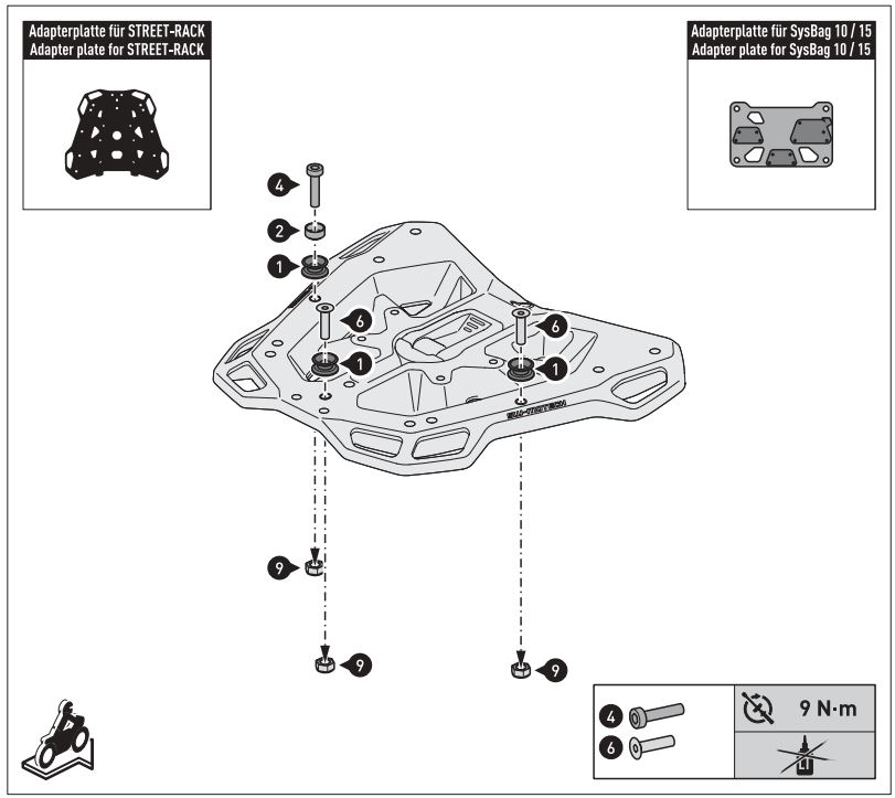 SW-MOTECH BC.SYS.08.518.20000B SysBag 30 Bag System Instruction Manual - Mounting