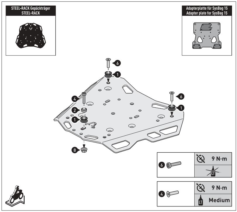 SW-MOTECH BC.SYS.08.518.20000B SysBag 30 Bag System Instruction Manual - Mounting