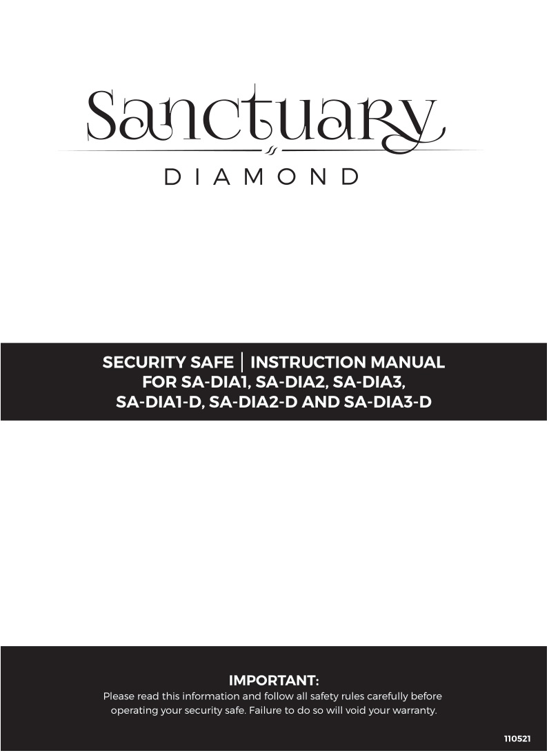 Sanctuary SA-DIA1 Security Safe Instruction Manual
