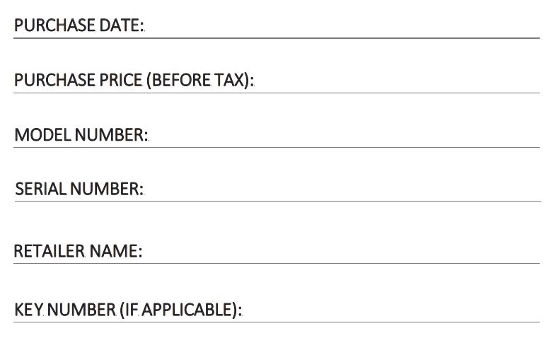 Sanctuary SA-DIA1 Security Safe - REGISTRATION INFORMATION