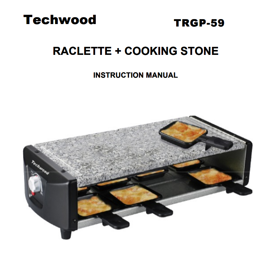 Techwood TRGP-59 Raclette Cooking Stone Instruction Manual