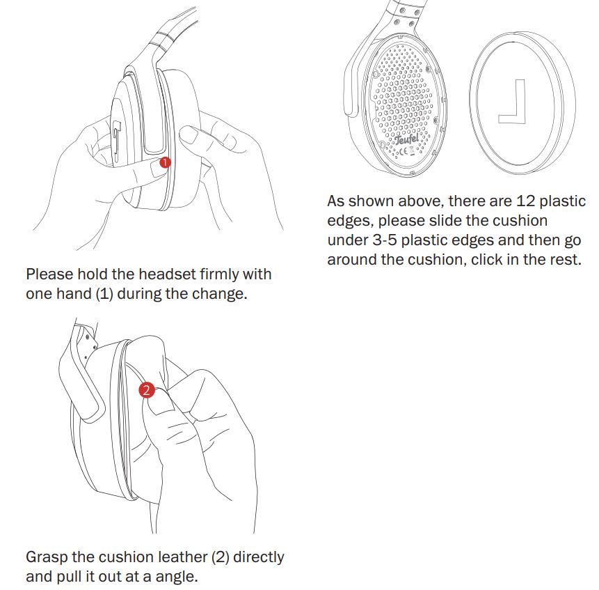 Teufel Cage, Cage One Headphones User Manual - Changing cushion