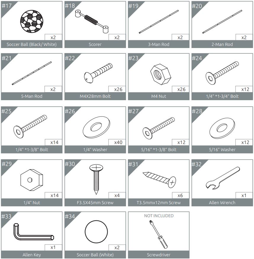 VIAVITO FT500 Football Table Owner's Manual - Assembly