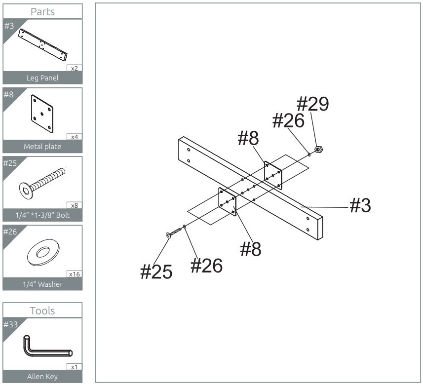 VIAVITO FT500 Football Table Owner's Manual - Attach (#8) Metal Plates