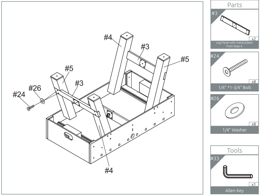 VIAVITO FT500 Football Table Owner's Manual - Connect Left and Right legs