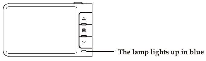 WOLFBOX D07 Mirror Dash Cam Instruction Manual - The lamp lights up in blue