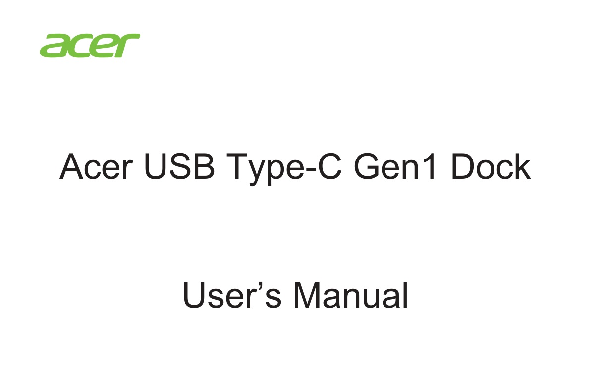 acer USB Type-C Gen1 Dock User Manual