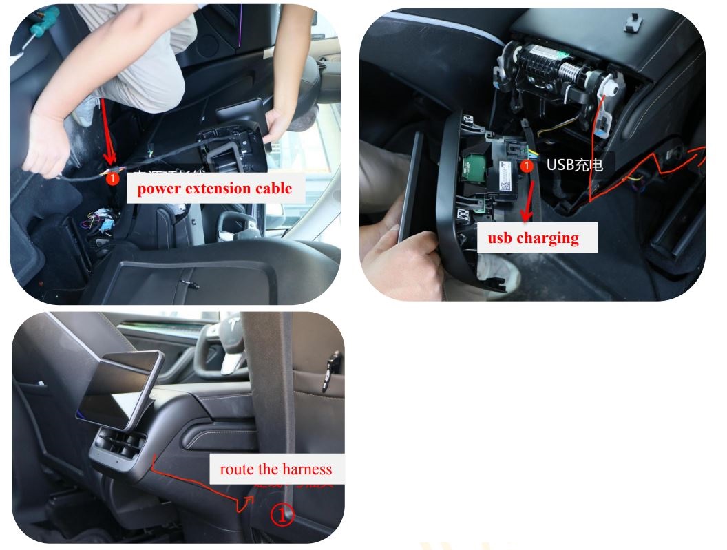 ansshow 3-Y Rear Entertainment Touch Screen Installation Guide - Connect the power cable