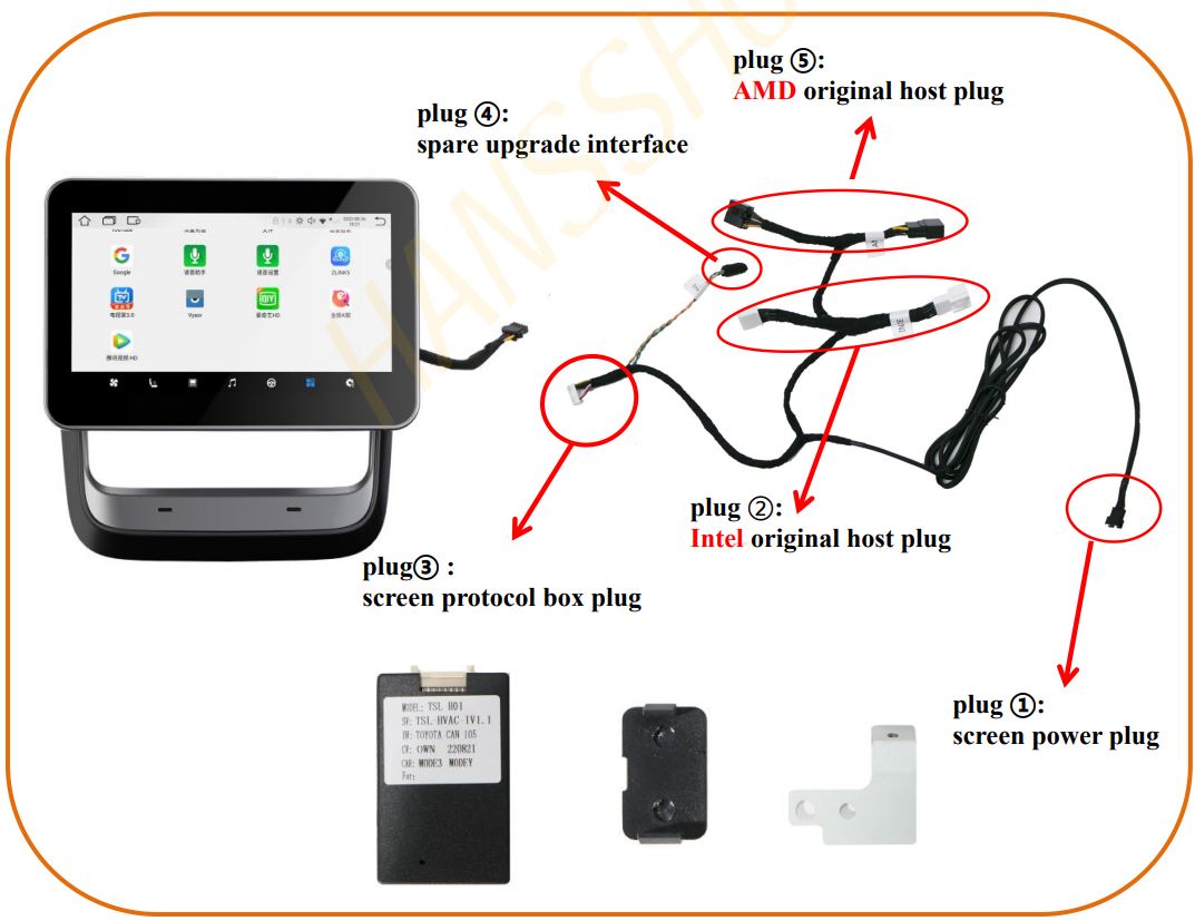 ansshow 3-Y Rear Entertainment Touch Screen Installation Guide - Product Diagram