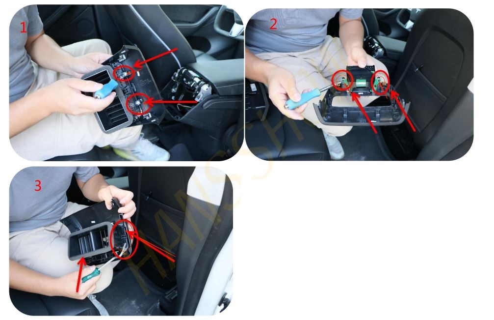ansshow 3-Y Rear Entertainment Touch Screen Installation Guide - remove the two fixing screws