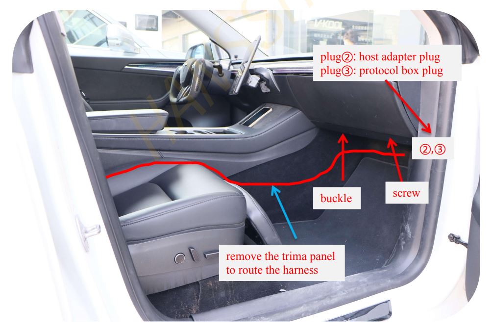 ansshow 3-Y Rear Entertainment Touch Screen Installation Guide - route the along the armrest box
