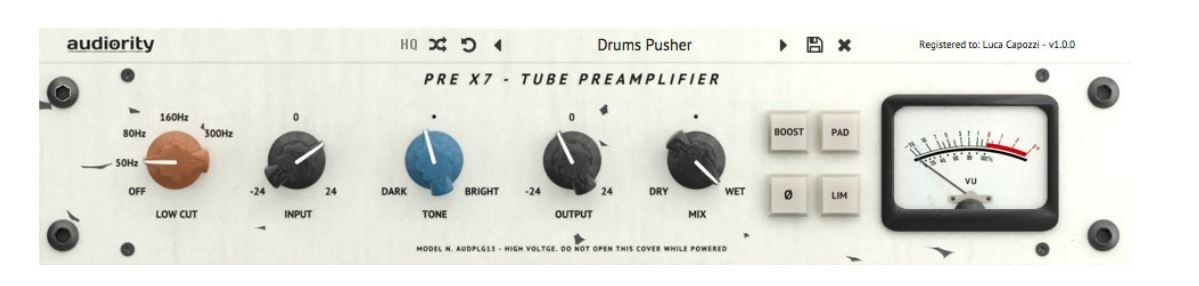 audiority Pre X7 All Tube Preamplifier Plugin User Manual