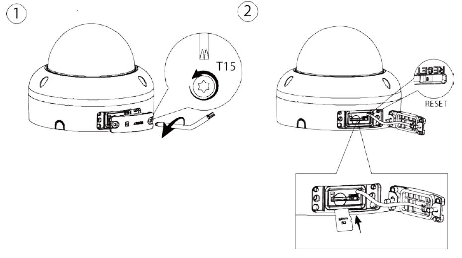 dahua HDBW3441R-AS-P Dome Network Camera - Figure 3-4 Install SD card