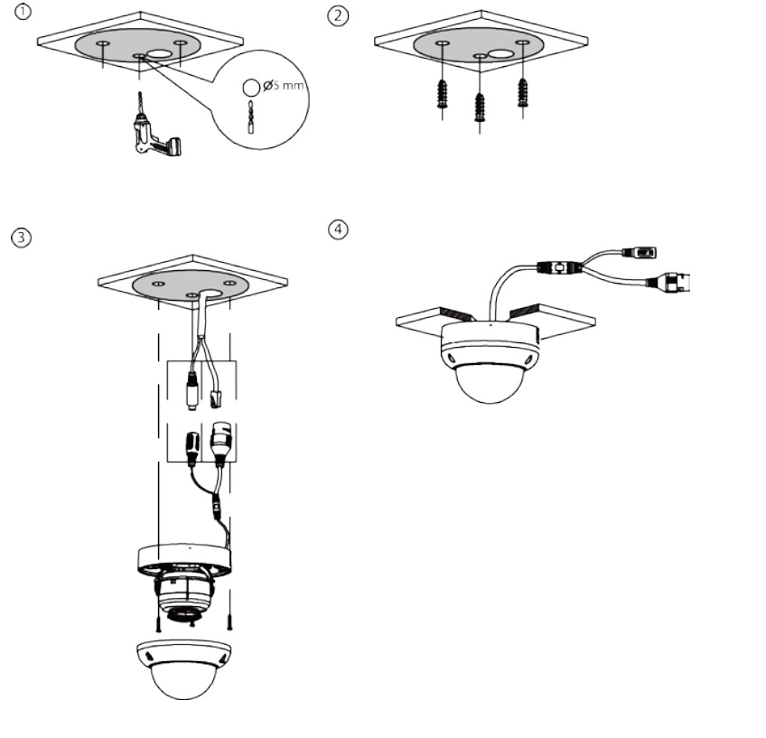 dahua HDBW3441R-AS-P Dome Network Camera - Figure 3-6 Cable going through the mounting surface