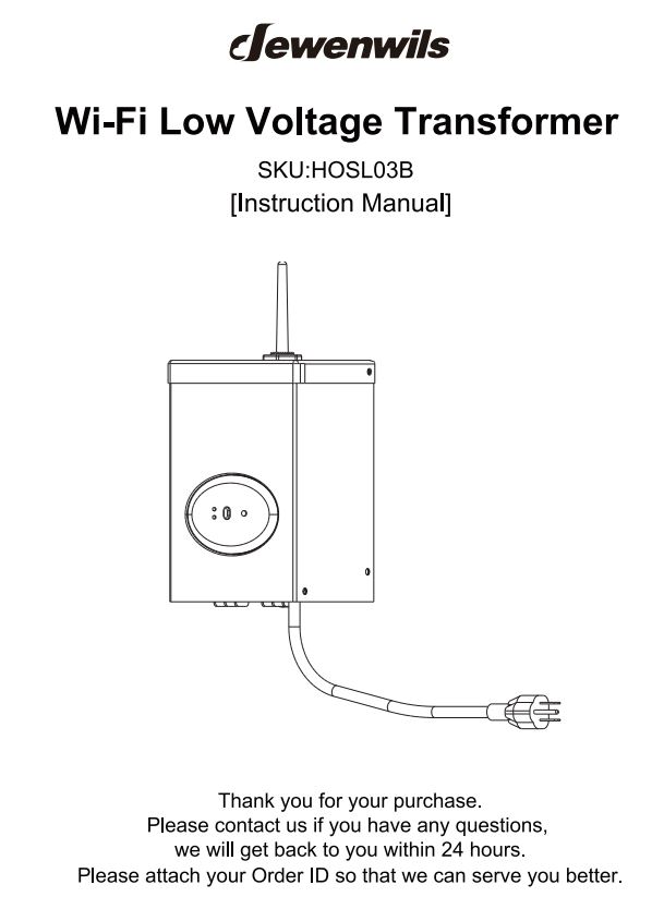 dewenwils HOSL03B WiFi Low Voltage Transformer Instruction Manual