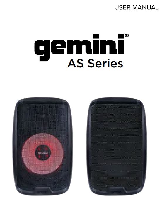 gemini AS21 Active 12 Inches Powered Speaker User Manual