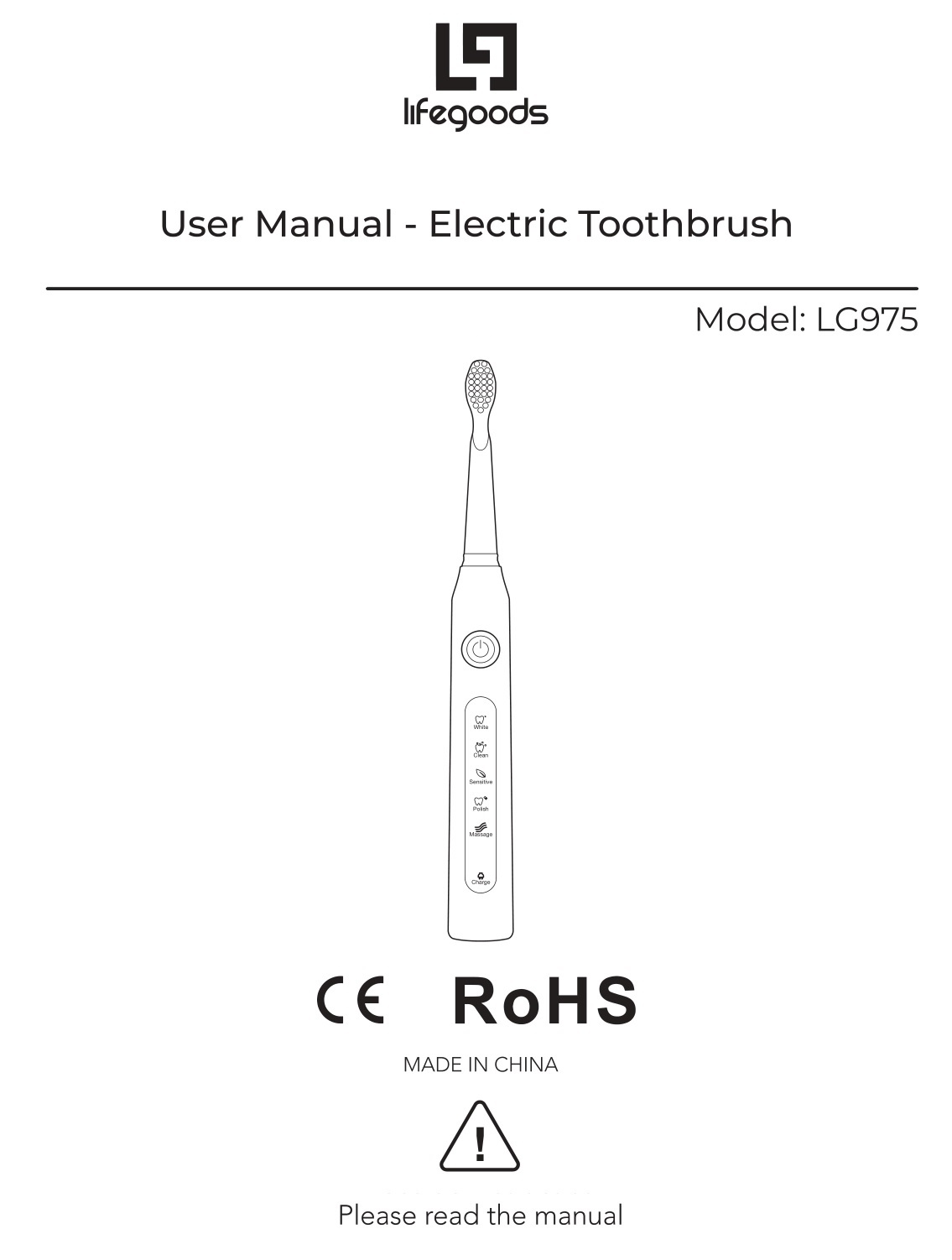 lifegoods LG975 Electric Toothbrush User Manual