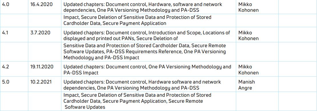 nets PA-DSS One PA 5.0.x User Guide - Document Control