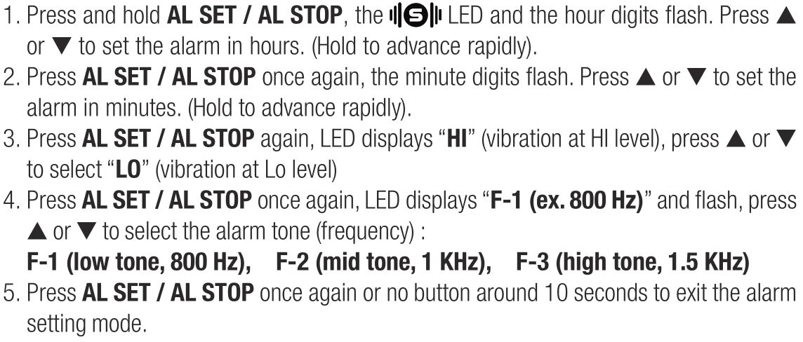 oricom OR021880-WNS100 Wake 'N' Shake Loud Alarm with Jumbo Display - TO SET THE ALARM