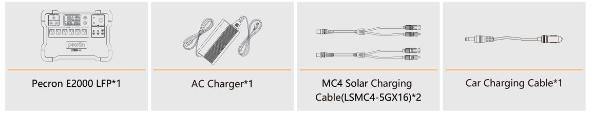 pecron E2000LFP Expandable Portable Power Station - PACKING LIST