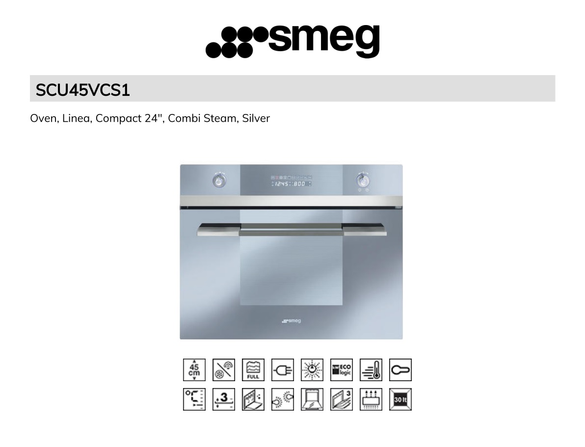 smeg SCU45VCS1 24 Inch Single Electric Wall Oven User Guide