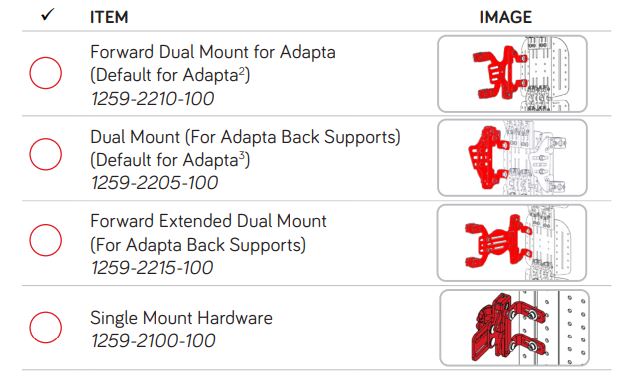 spex Adapta Back Support - SELECT HARDWARE - FOR ADAPTA