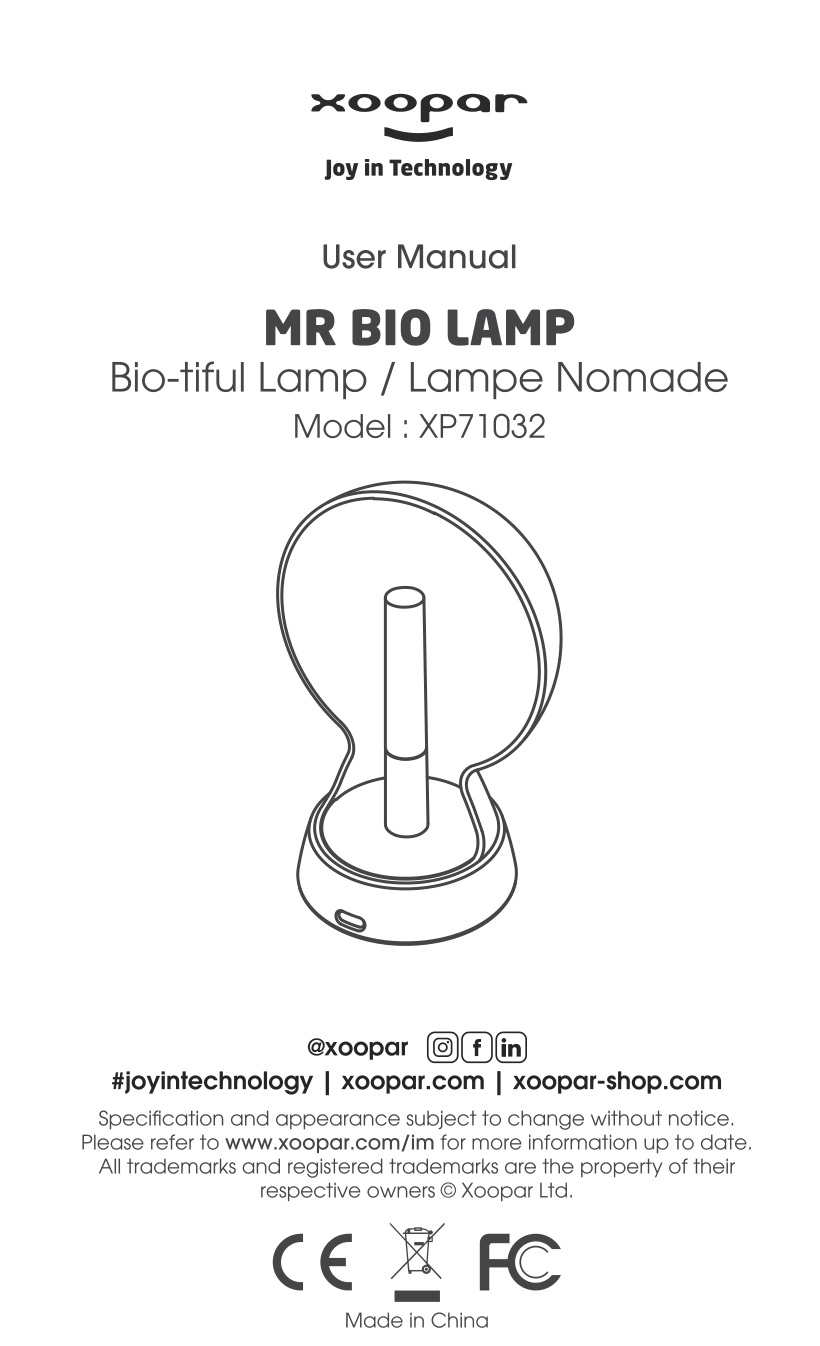 xoopar XP71032 Mr Bio Tiful Lamp User Manual