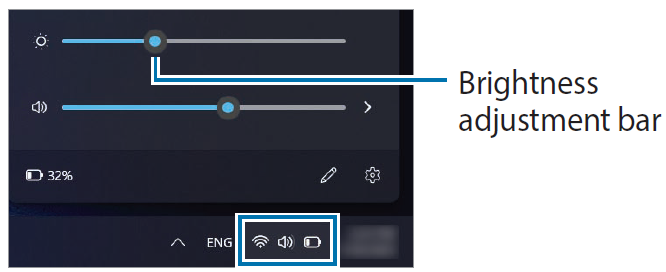 Galaxy Book2 Pro 360 NP950QEDA Controlling brightness using the taskbar