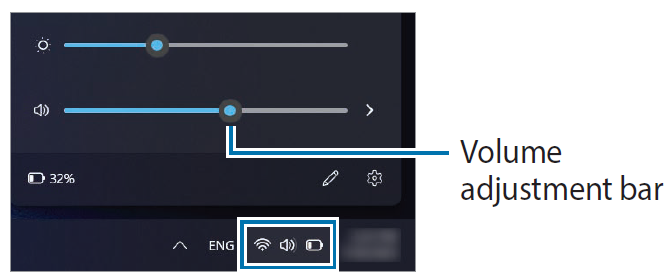 Galaxy Book2 Pro 360 NP950QEDA Controlling volume using the taskbar