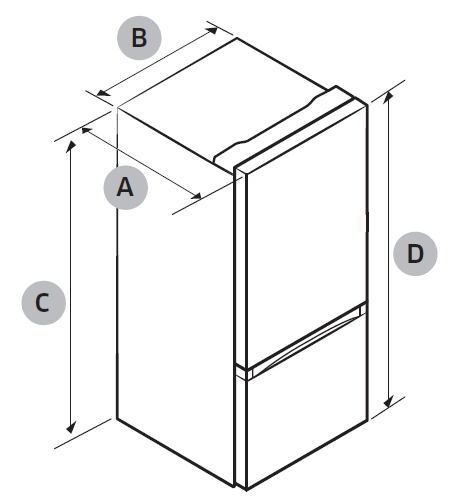 Samsung Bottom Freezer Refrigerator RB10FSR4ESR drawing and dimension 1