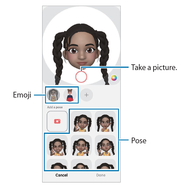 Samsung Galaxy Z Flip4 SM-F721B Creating your contact profile with an AR emoji