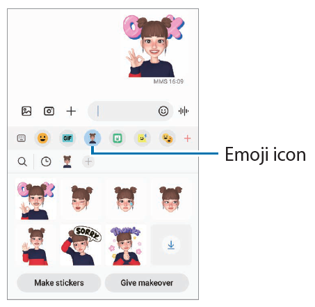 Samsung Galaxy Z Flip4 SM-F721B Using your AR emoji stickers in chats