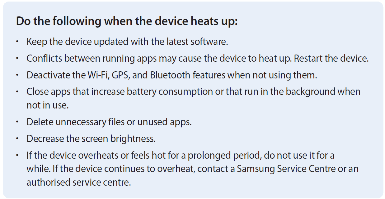 Samsung Galaxy Z Flip4 SM-F721B When the device heats up during use