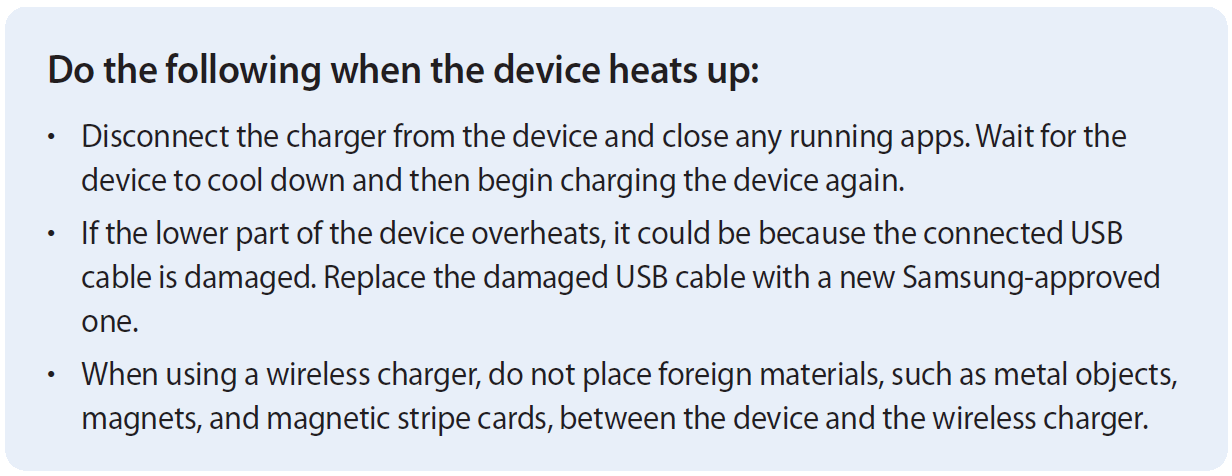 Samsung Galaxy Z Flip4 SM-F721B When the device heats up while charging the battery