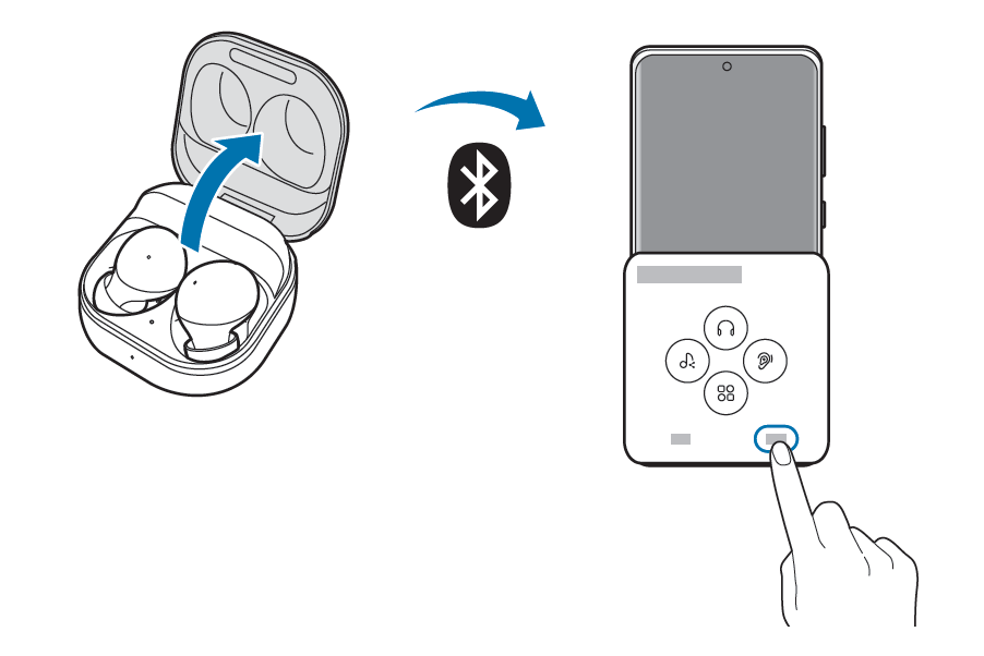 Samsung Galaxy Buds2 SM-R177 Connecting the earbuds to a Samsung mobile device for the first time figure 1