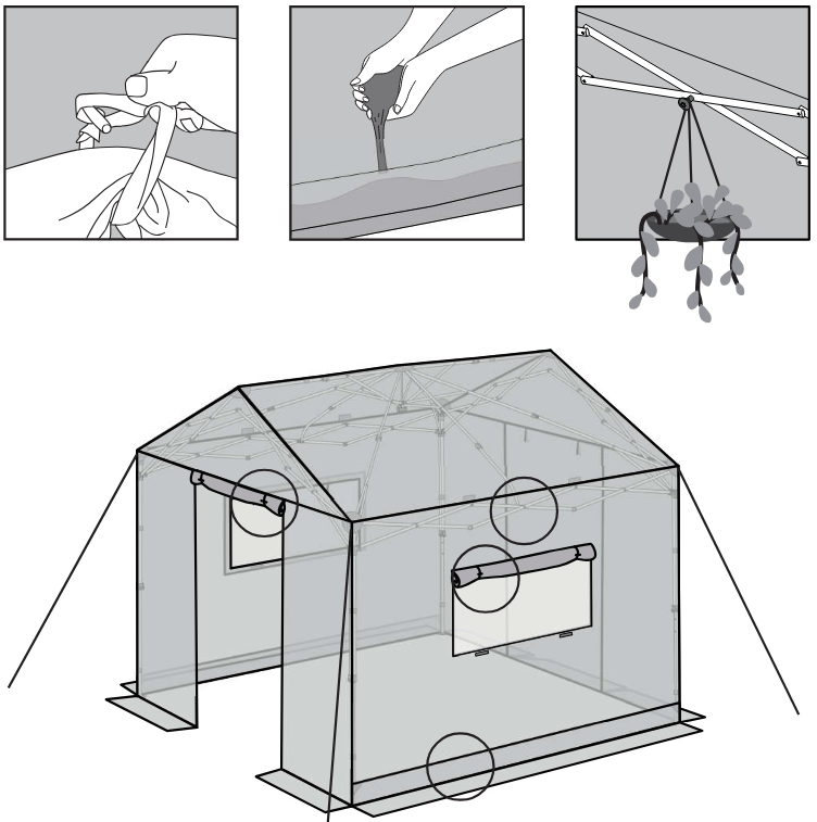 EAGLE PEAK 10×10 ft Pop Up Greenhouse with Gable Roof = ROLL UP THE DOOR AND THE CURTAIN
