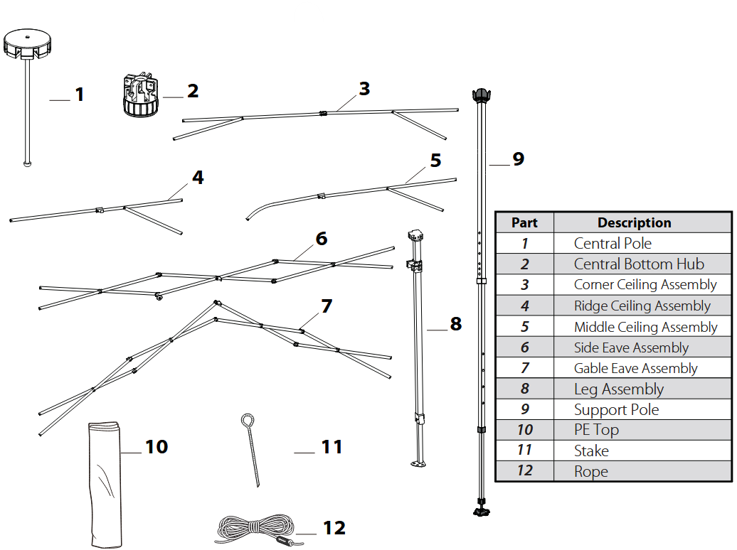 EAGLE PEAK 10×10 ft Pop Up Greenhouse with Gable Roof = Spare Parts