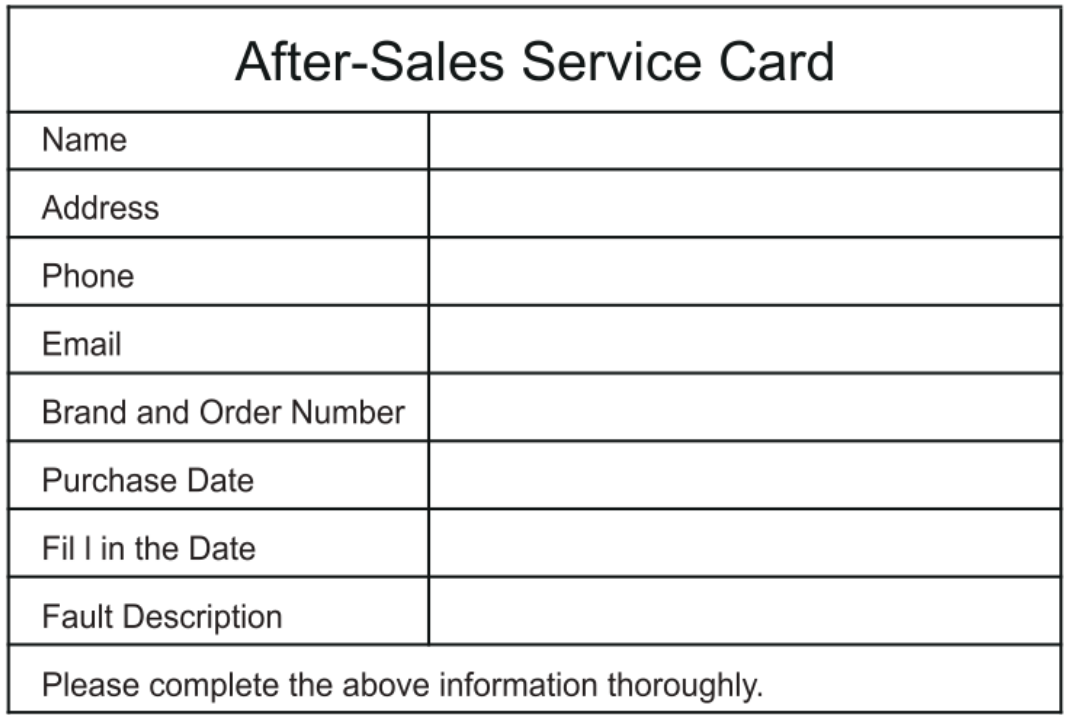FOSSiBOT FB5222 Smart Battery Pack- After Sales Service Card