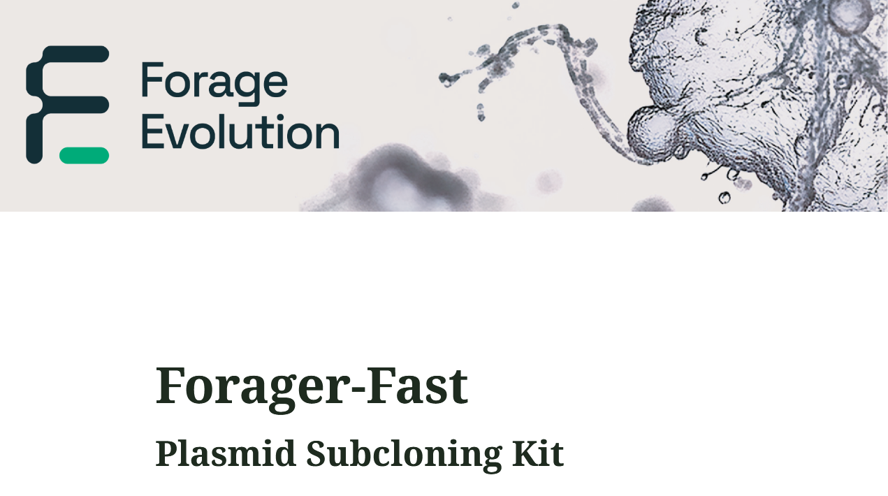 Forage Evolution Forager-Fast Plasmid Subcloning Kit- Front page