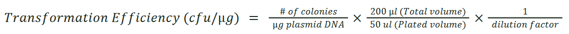 Forage Evolution Forager-Fast Plasmid Subcloning Kit- Measuring Transformation Efficiency rule
