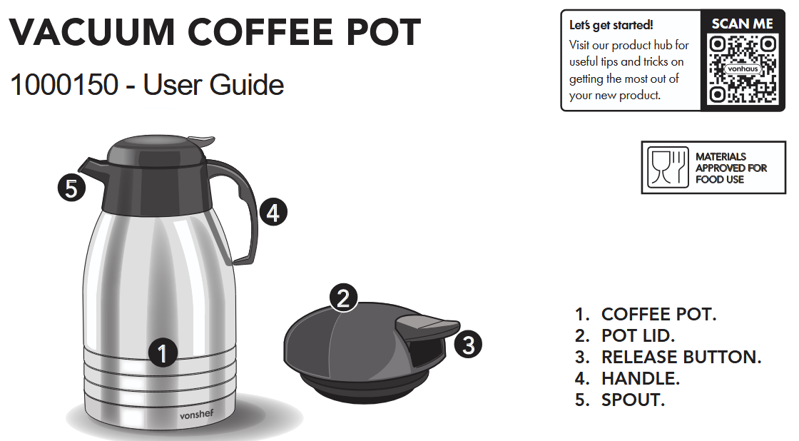 VonShef 1000150 Vacuum Coffee Pot- front page