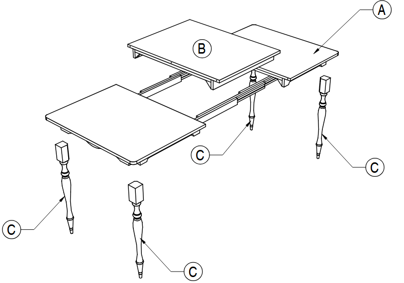 Wayfair hbig3669,FLS4 Florencja Extendable Dining Table - COMPONENTS - KEY DIAGRAM